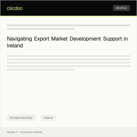 Document preview: Request for Export Market Development Support — Entrepreneurship, Ireland