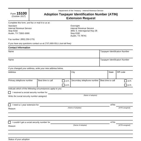 Document preview: IRS Form f15100 — IRS, United States (CERFA n°15100)
