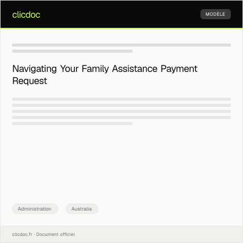 Document preview: Request for Family Assistance Payment — Administration, Australia