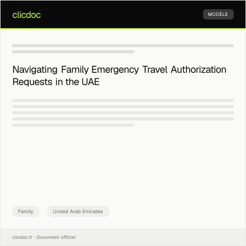 Document preview: Request for Family Emergency Travel Authorization — Family, United Arab Emirates