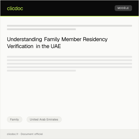 Document preview: Request for Family Member Residency Status Verification — Family, United Arab Emirates