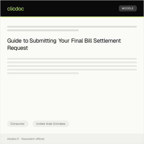 Document preview: Request for Final Bill Settlement (طلب سداد الفاتورة النهائية) — Consumer, United Arab Emirates