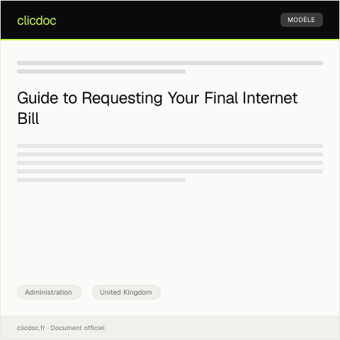 Document preview: Request for Final Internet Bill and Service Disconnection — Administration, United Kingdom
