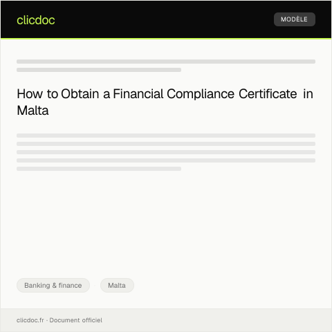 Document preview: Request for Financial Compliance Certificate — Banking & finance, Malta