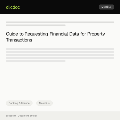 Document preview: Request for Financial Data for Property Transactions — Banking & finance, Mauritius