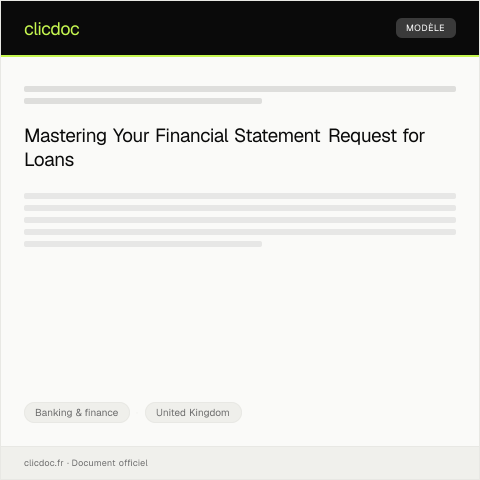 Document preview: Request for a Financial Statement for Loan Application — Banking & finance, United Kingdom