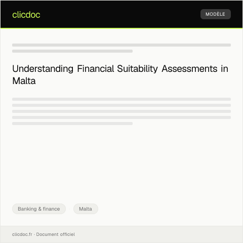Document preview: Request for Financial Suitability Assessment — Banking & finance, Malta