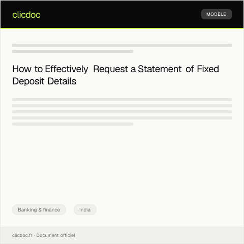 Document preview: Request for Statement of Fixed Deposit Details — Banking & finance, India