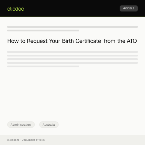 Document preview: Request for a Birth Certificate — Administration, Australia