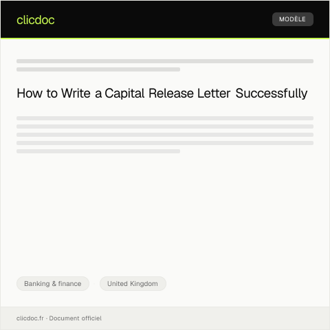 Document preview: Request for a Capital Release Letter — Banking & finance, United Kingdom