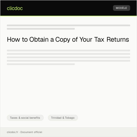 Document preview: Request for a Copy of Tax Returns — Taxes & social benefits, Trinidad & Tobago