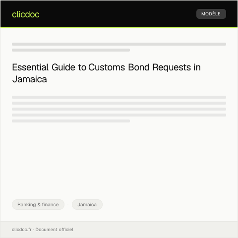 Document preview: Request for a Customs Bond for Export/Import Transactions — Banking & finance, Jamaica