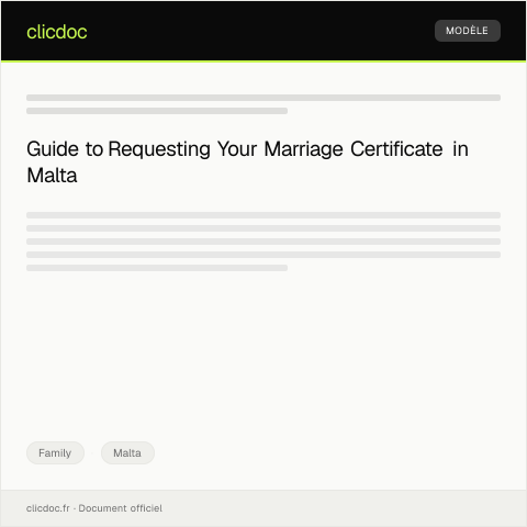 Document preview: Request for a Marriage Certificate — Family, Malta