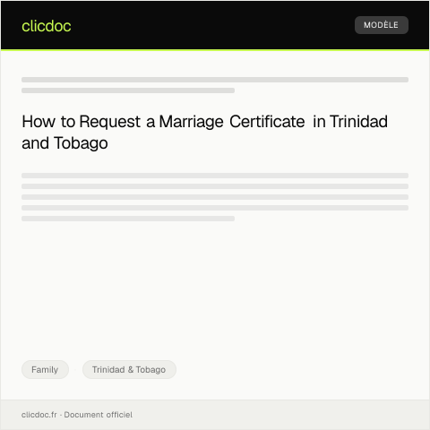 Document preview: Request for a Marriage Certificate — Family, Trinidad & Tobago
