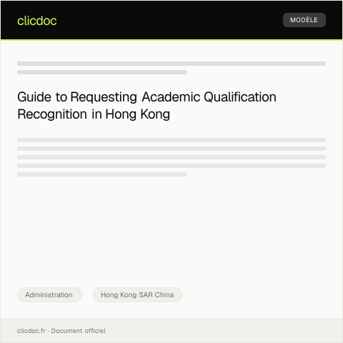 Document preview: Request for Recognition of Academic Qualification from Hong Kong Education Bureau — Administration, Hong Kong SAR China