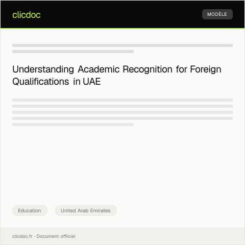 Document preview: Request for Academic Recognition of Foreign Qualifications — Education, United Arab Emirates