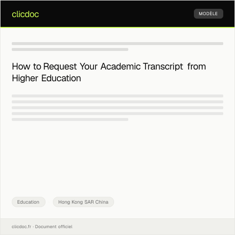Document preview: Request for Academic Transcript from Higher Education Institution — Education, Hong Kong SAR China