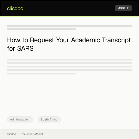 Document preview: Request for Academic Transcript from University — Administration, South Africa