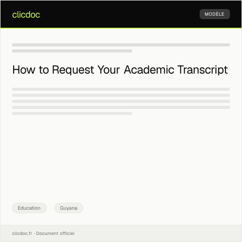 Document preview: Request for Academic Transcript from University of Guyana — Education, Guyana