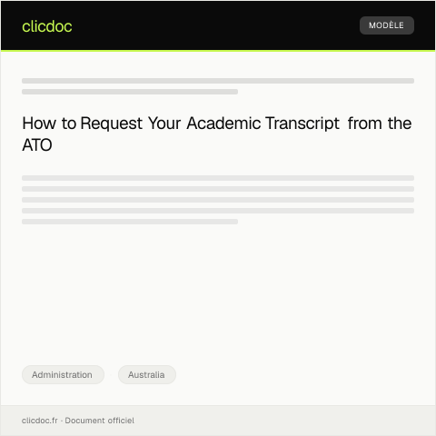 Document preview: Request for Academic Transcript Copy — Administration, Australia