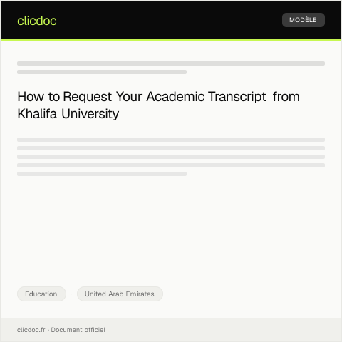 Document preview: Request for Academic Transcript from Khalifa University — Education, United Arab Emirates