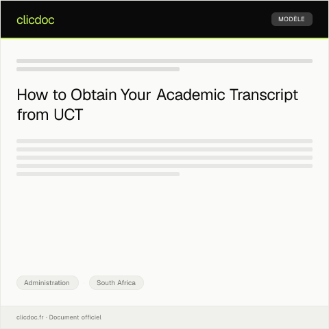 Document preview: Request for Academic Transcript from University of Cape Town — Administration, South Africa