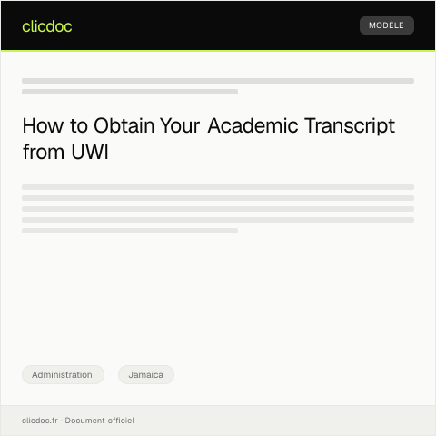 Document preview: Request for Academic Transcript from University of the West Indies — Administration, Jamaica
