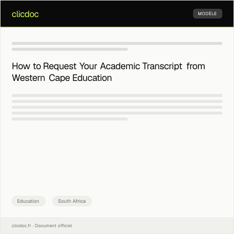 Document preview: Request for Academic Transcript from Western Cape Education Department — Education, South Africa
