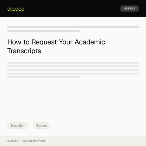 Document preview: Request for Academic Transcripts from the University of Guyana — Education, Guyana
