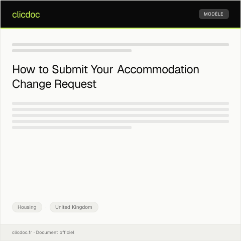 Document preview: Request for Accommodation Change — Housing, United Kingdom