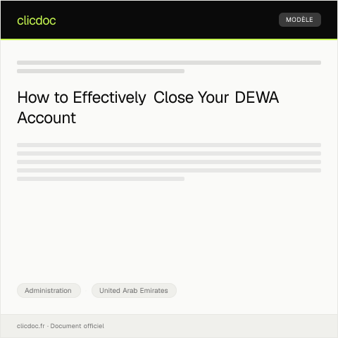Document preview: Request for Account Closure and Final Bill from Dubai Electricity & Water Authority — Administration, United Arab Emirates