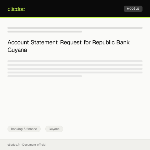 Document preview: Request for Account Statement and Transaction Verification at Republic Bank Guyana — Banking & finance, Guyana