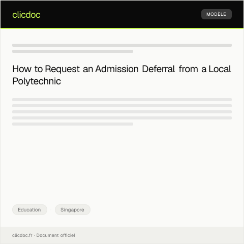 Document preview: Request for Admission Deferral from Local Polytechnic — Education, Singapore