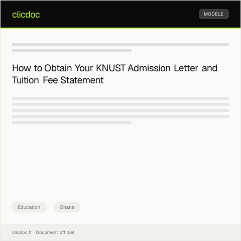 Document preview: Request for Admission Letter and Tuition Fee Statement from Kwame Nkrumah University of Science and Technology — Education, Ghana