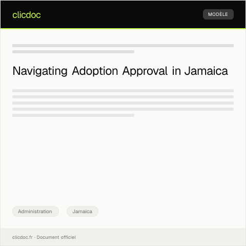 Document preview: Request for Adoption Approval Certificate from Ministry of Justice — Administration, Jamaica