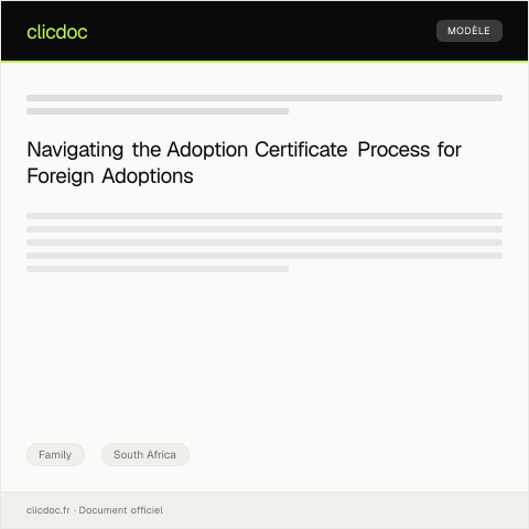 Document preview: Request for Adoption Certificate for Foreign Adoption — Family, South Africa