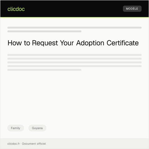 Document preview: Request for Adoption Certificate from the Department of Social Protection — Family, Guyana