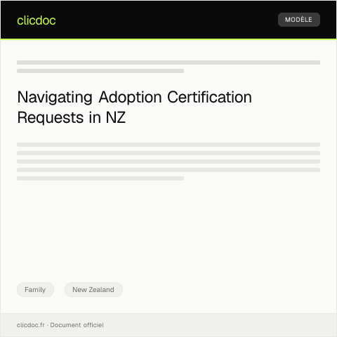 Document preview: Request for Adoption Certification — Family, New Zealand