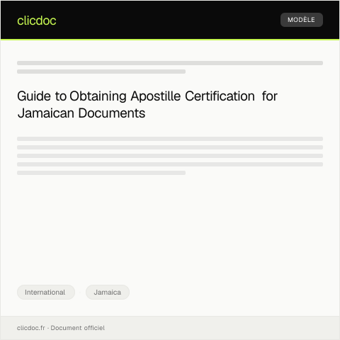 Document preview: Request for Apostille Certification of Jamaican Document — International, Jamaica