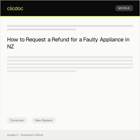 Document preview: Request for refund for faulty appliance under warranty — Consumer, New Zealand