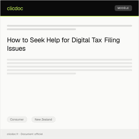 Document preview: Request for Assistance with Digital Tax Filing — Consumer, New Zealand