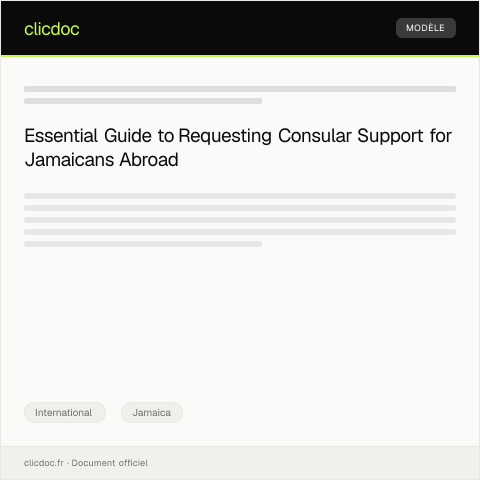 Document preview: Request for Consular Support for Jamaican Citizen Abroad — International, Jamaica
