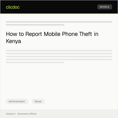 Document preview: Request for Assistance in Mobile Phone Theft Report from Safaricom — Administration, Kenya