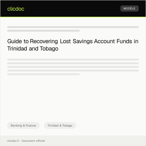 Document preview: Request for Assistance in Recovering Lost Savings Account Funds — Banking & finance, Trinidad & Tobago