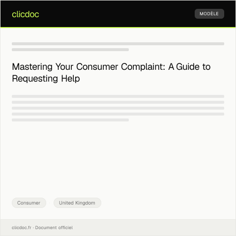 Document preview: Request for Assistance with Consumer Complaint — Consumer, United Kingdom