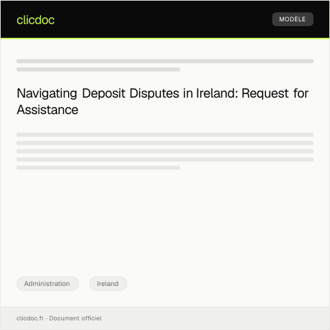 Document preview: Request for Assistance with Deposit Dispute — Administration, Ireland