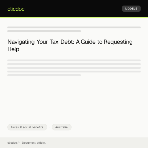Document preview: Request for Assistance with Tax Debt — Taxes & social benefits, Australia