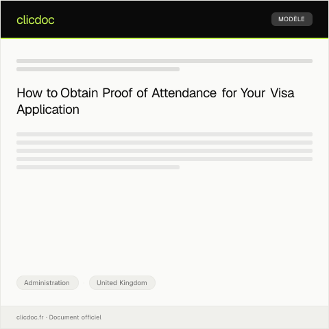 Document preview: Request for Proof of Attendance for Visa — Administration, United Kingdom