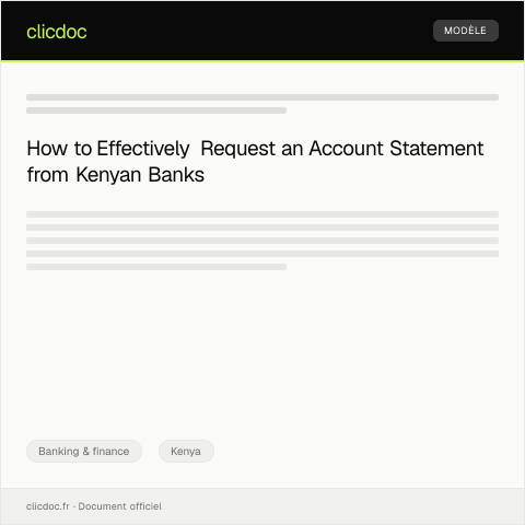 Document preview: Request for account statement from a local bank for the past fiscal year — Banking & finance, Kenya