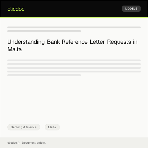 Document preview: Request for Bank Reference Letter — Banking & finance, Malta